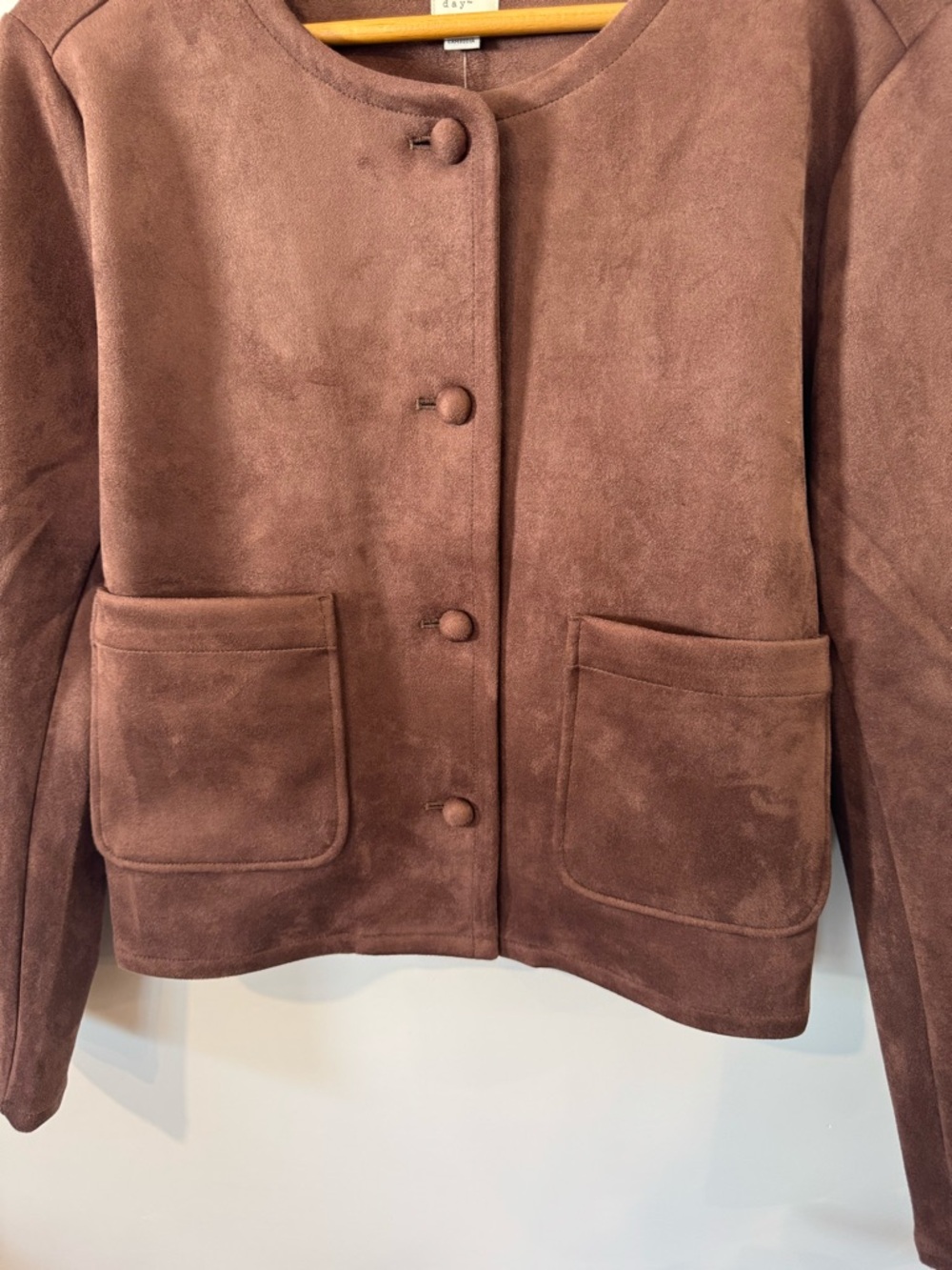 Women's Brown Faux Suede Semi Crop Blazer ‘Lady Jacket’ by A New Day, Sz XL, NWT - Picture 4 of 8